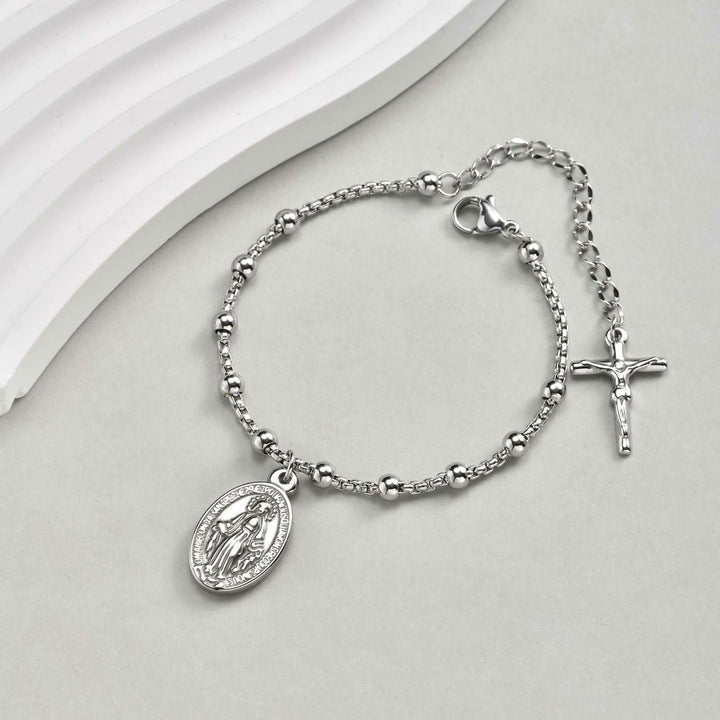 Christianartworkshop Bracciale con medaglie e catena di perline testurizzate: simbolo di una forza interiore incrollabile. - image 27