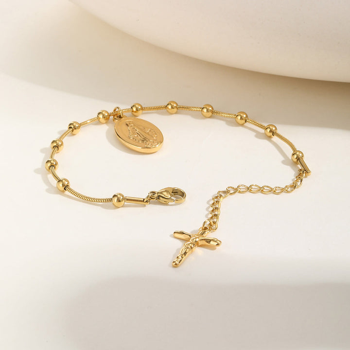 Christianartworkshop Bracciale con medaglie e catena di perline testurizzate: simbolo di una forza interiore incrollabile. - image 17