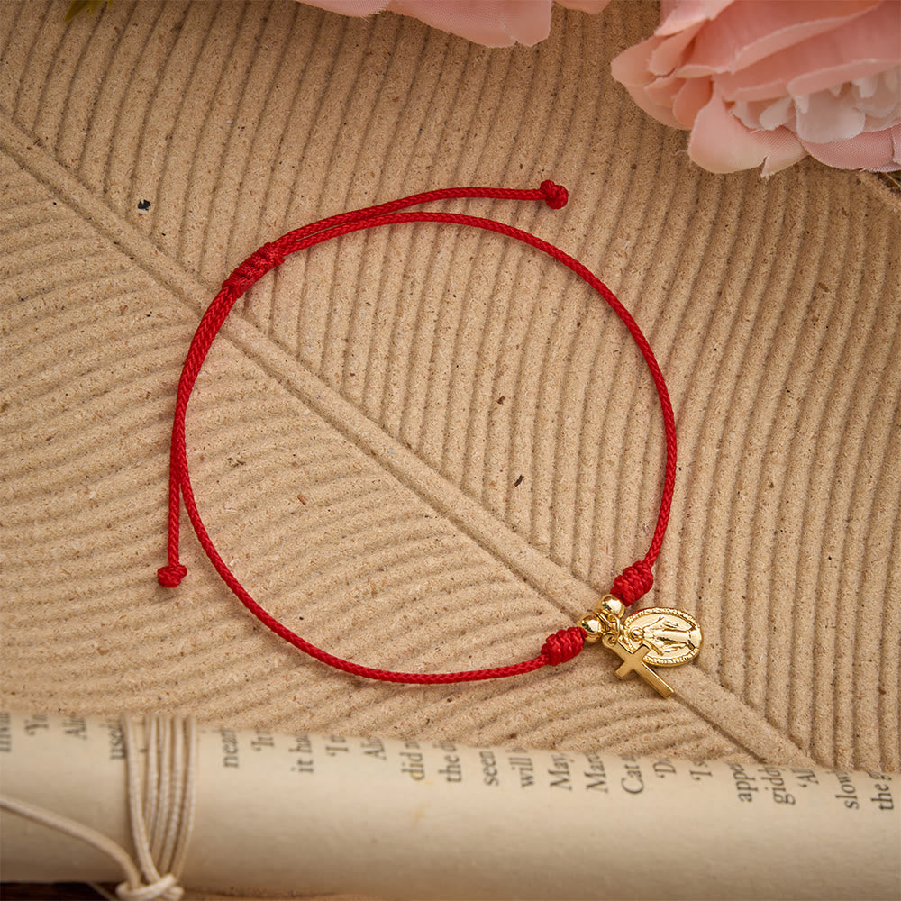 Christianartworkshop Bracciale intrecciato con medaglia a rilievo: un ricordo indossabile di grazia celeste senza tempo. - image 2