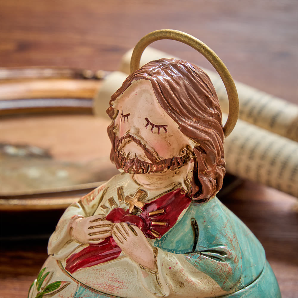 Christianartworkshop Confezione da 2 scatole porta rosario con statuette del Sacro Cuore, Gesù e la Vergine Maria, decorazioni religiose. - image 3