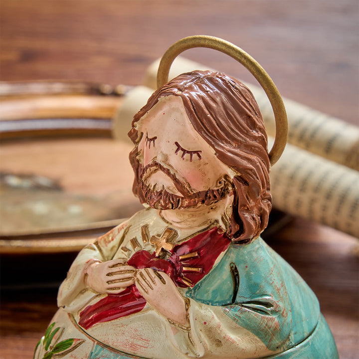 Christianartworkshop Confezione da 2 scatole porta rosario con statuette del Sacro Cuore, Gesù e la Vergine Maria, decorazioni religiose. - image 3