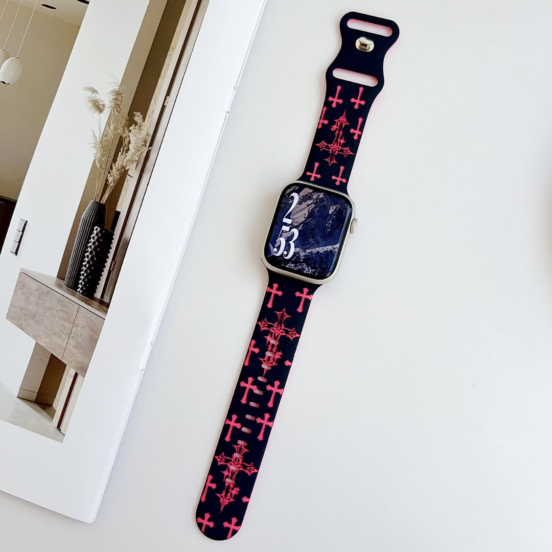 Christianartworkshop Cinturino per orologio in silicone multi-incrocio in stile gotico (orologio non incluso): talismano di grazia celeste senza tempo - Croce Rosa - image 18