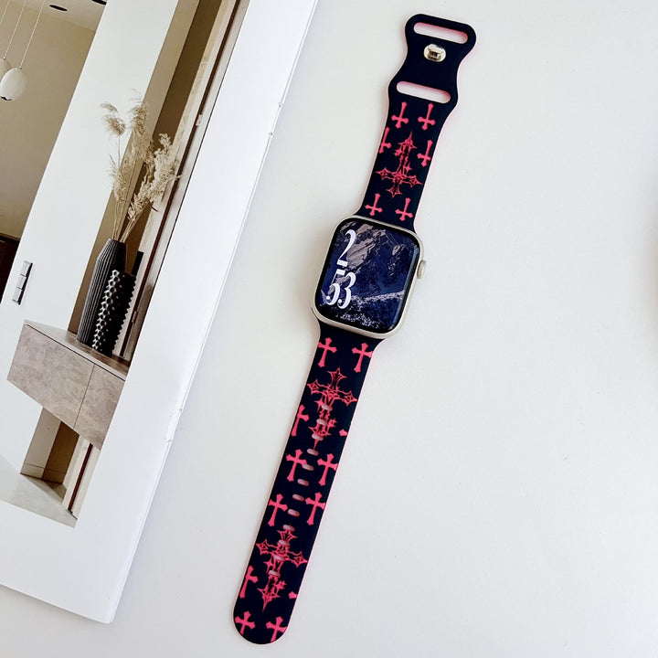 Christianartworkshop Cinturino per orologio in silicone multi-incrocio in stile gotico (orologio non incluso): talismano di grazia celeste senza tempo - Croce Rosa - image 18