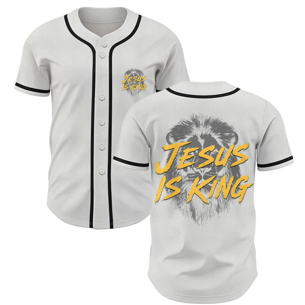 Christianartworkshop Maglia da baseball con grafica "Gesù è il Re Leone" - Bianco - 5XL - image 7