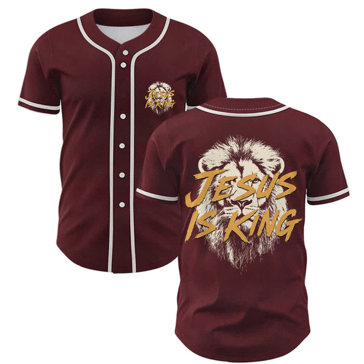 Christianartworkshop Maglia da baseball con grafica "Gesù è il Re Leone" - Vino - 5XL - image 28