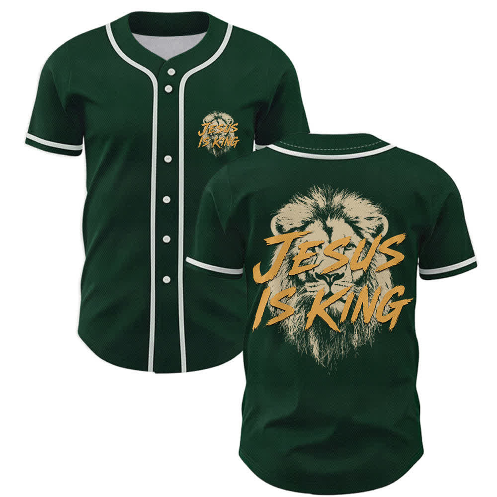 Christianartworkshop Maglia da baseball con grafica "Gesù è il Re Leone" - Verde - 5XL - image 42