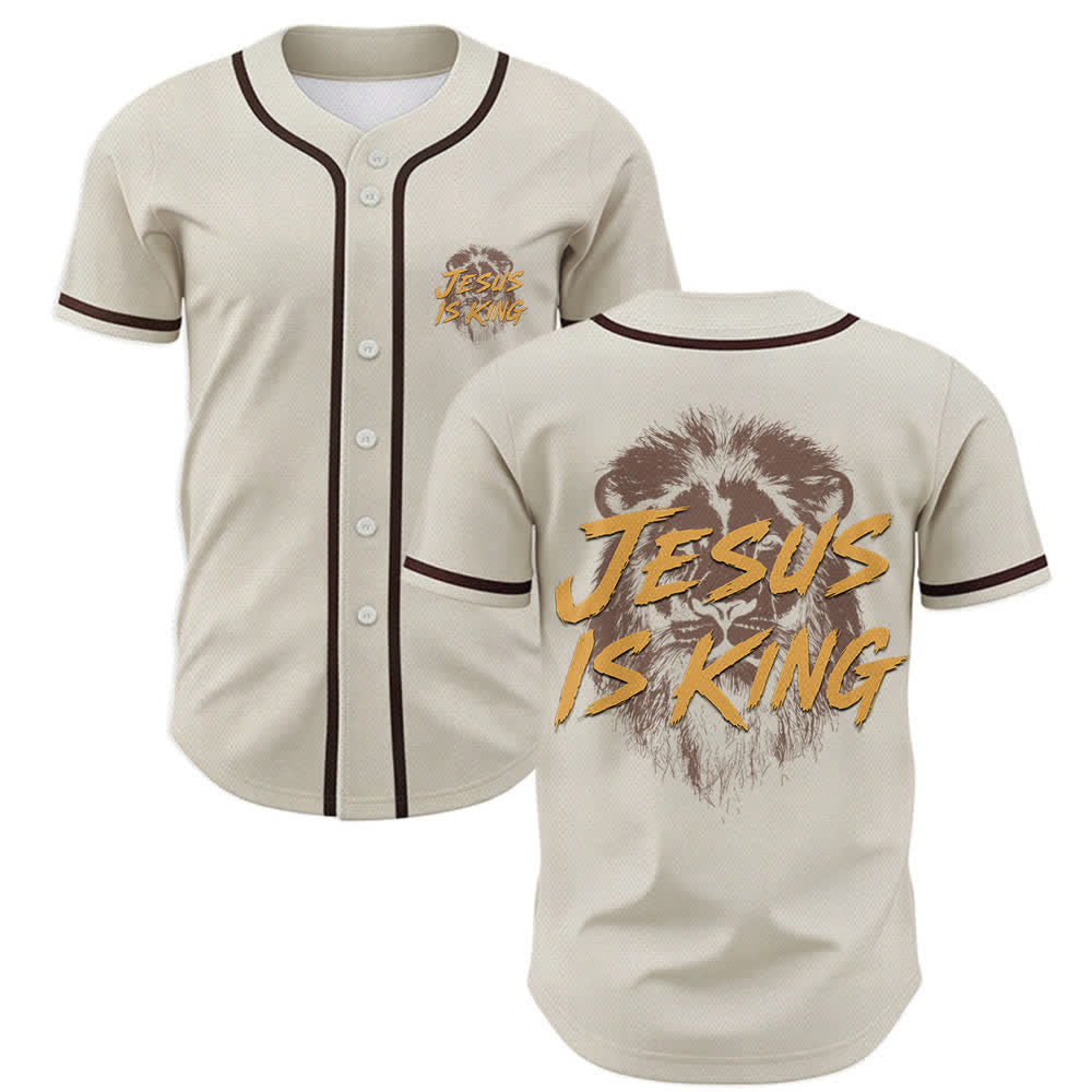Christianartworkshop Maglia da baseball con grafica "Gesù è il Re Leone" - Beige - 5XL - image 49