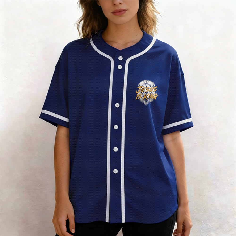 Christianartworkshop Maglia da baseball con grafica "Gesù è il Re Leone" - image 4