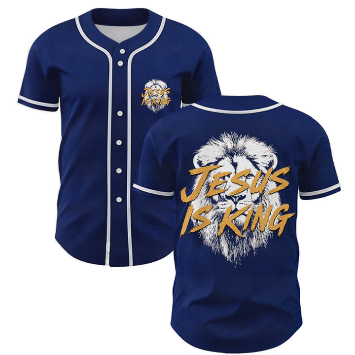 Christianartworkshop Maglia da baseball con grafica "Gesù è il Re Leone" - Marina - 5XL - image 0