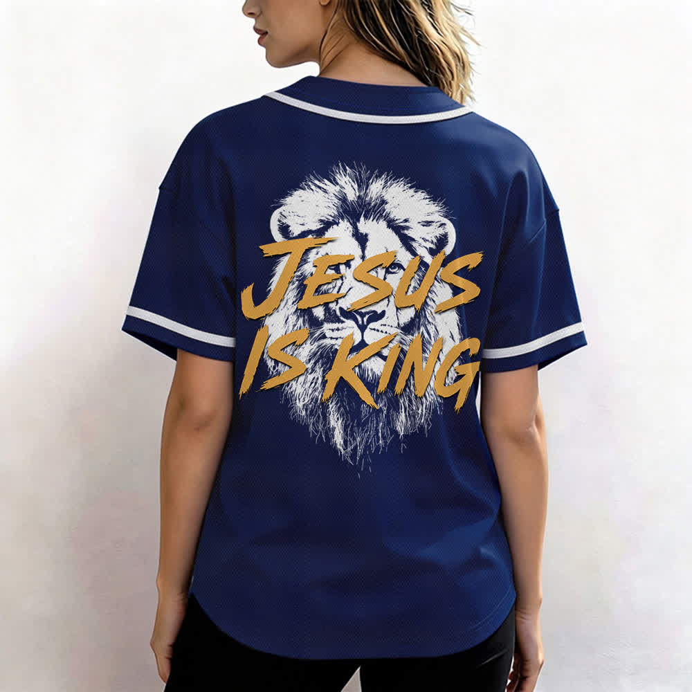 Christianartworkshop Maglia da baseball con grafica "Gesù è il Re Leone" - image 3