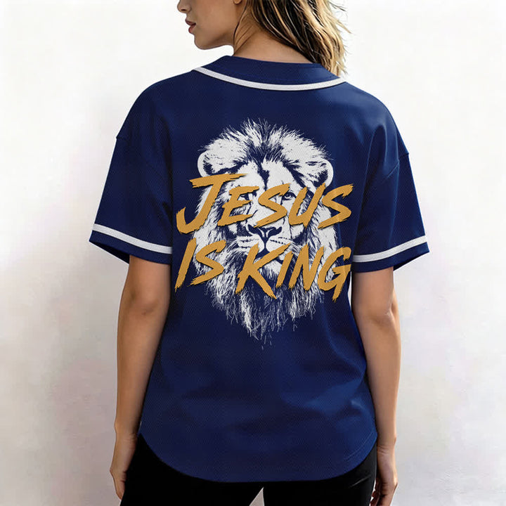 Christianartworkshop Maglia da baseball con grafica "Gesù è il Re Leone" - image 3