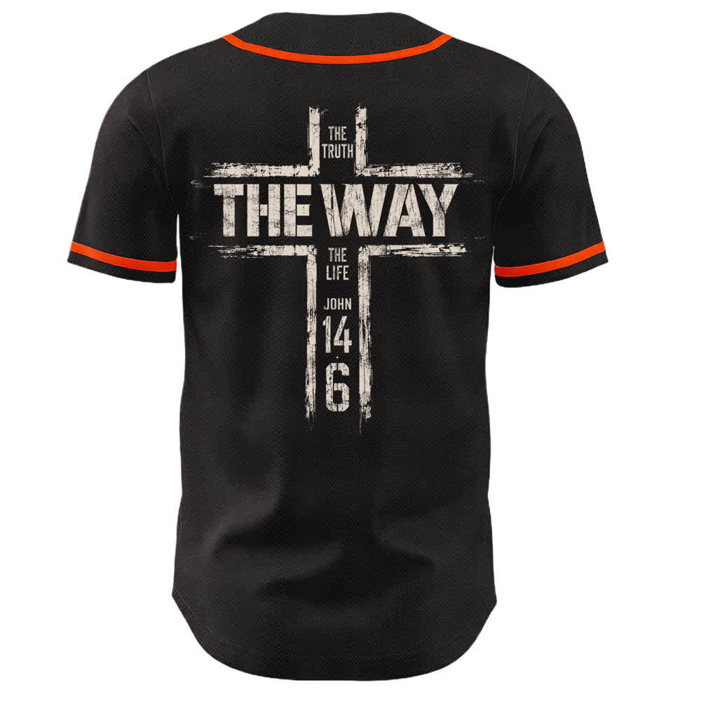 Christianartworkshop Maglia da baseball nera con stampa a pennello "Gesù la Via" - image 22