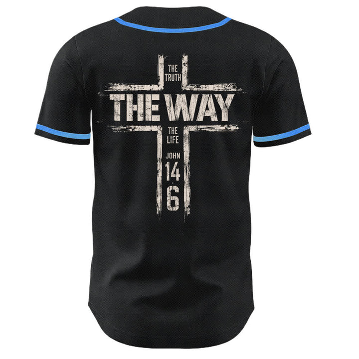 Christianartworkshop Maglia da baseball nera con stampa a pennello "Gesù la Via" - image 36