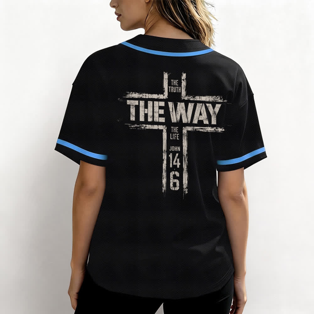 Christianartworkshop Maglia da baseball nera con stampa a pennello "Gesù la Via" - image 38