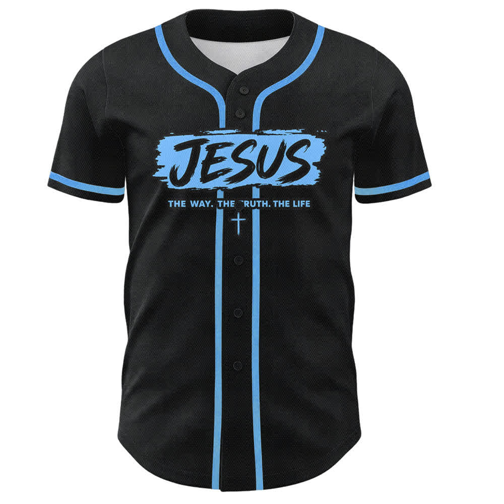 Christianartworkshop Maglia da baseball nera con stampa a pennello "Gesù la Via" - image 37