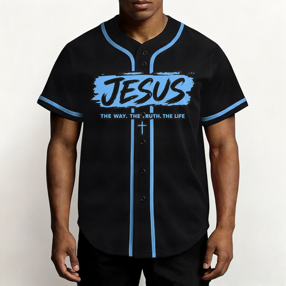 Christianartworkshop Maglia da baseball nera con stampa a pennello "Gesù la Via" - image 41