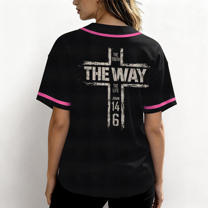 Christianartworkshop Maglia da baseball nera con stampa a pennello "Gesù la Via" - image 45