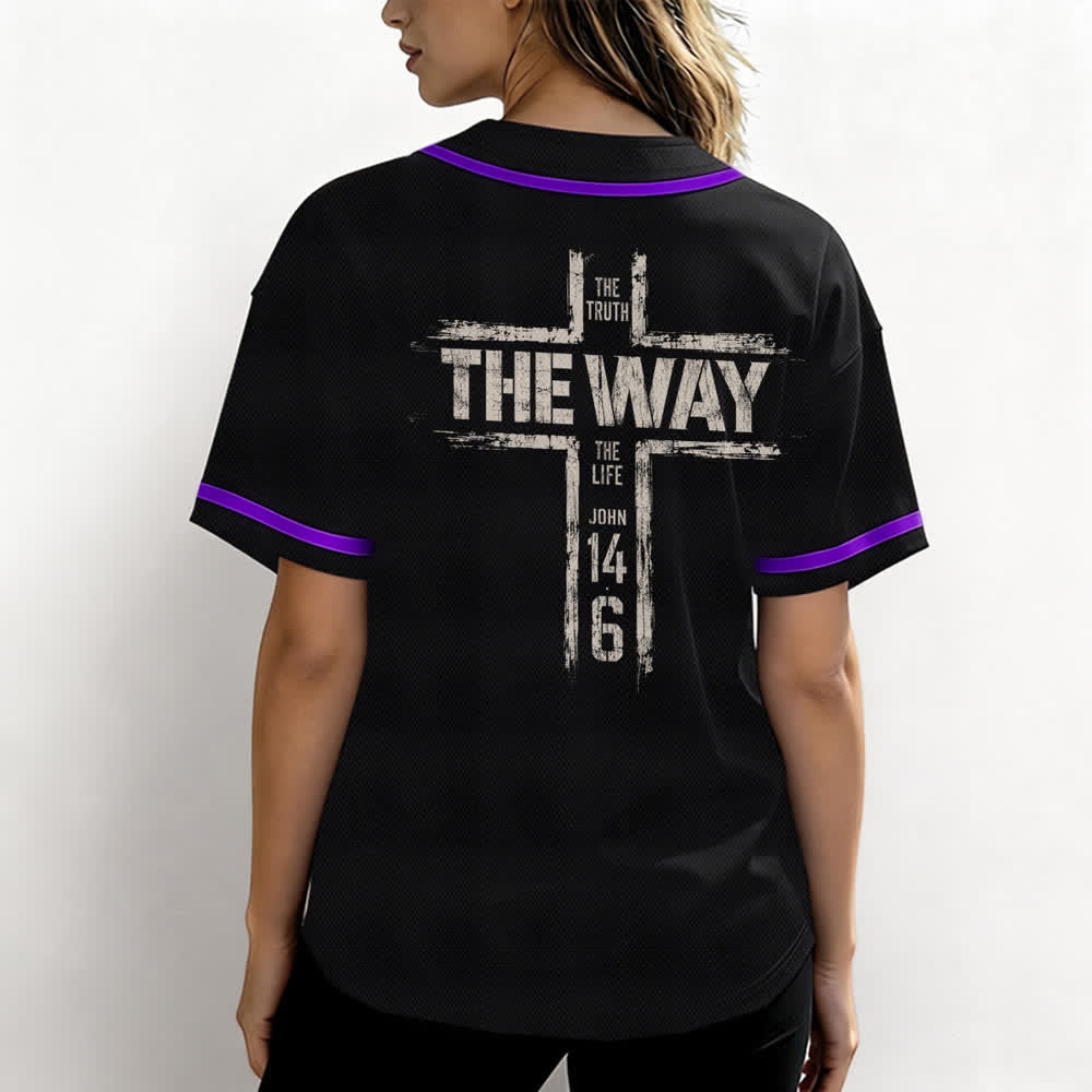 Christianartworkshop Maglia da baseball nera con stampa a pennello "Gesù la Via" - image 52