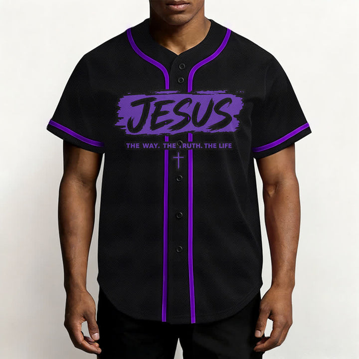 Christianartworkshop Maglia da baseball nera con stampa a pennello "Gesù la Via" - image 55