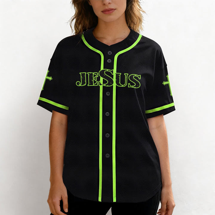 Christianartworkshop Gesù Vero Dio Croce Rossa Maglia da baseball nera - image 53
