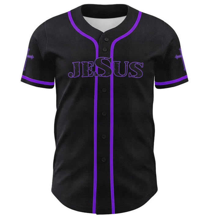 Christianartworkshop Gesù Vero Dio Croce Rossa Maglia da baseball nera - image 58