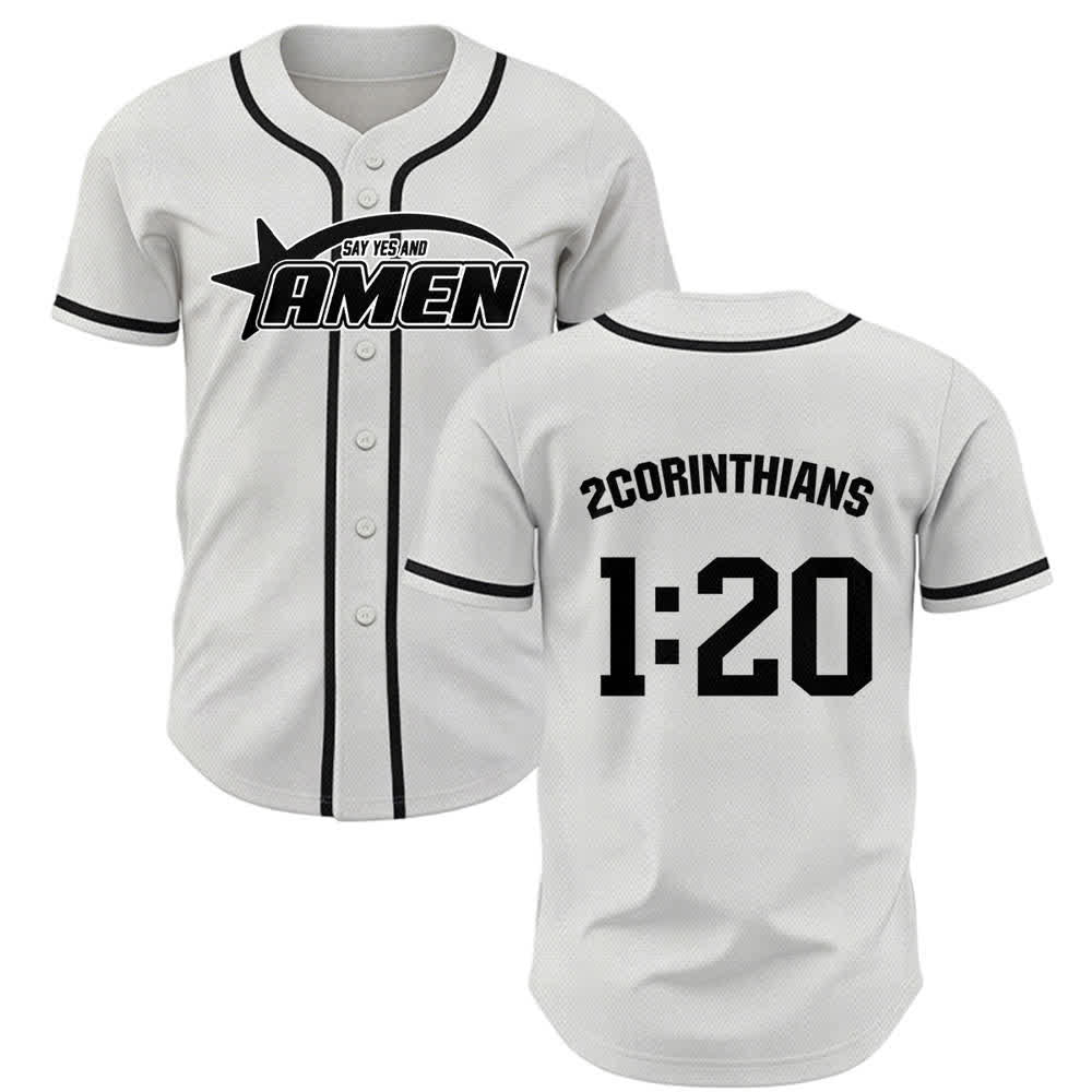 Christianartworkshop Maglia da baseball della squadra Amen in bianco e nero - Bianco - 5XL - image 0