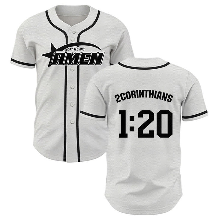 Christianartworkshop Maglia da baseball della squadra Amen in bianco e nero - Bianco - 5XL - image 0
