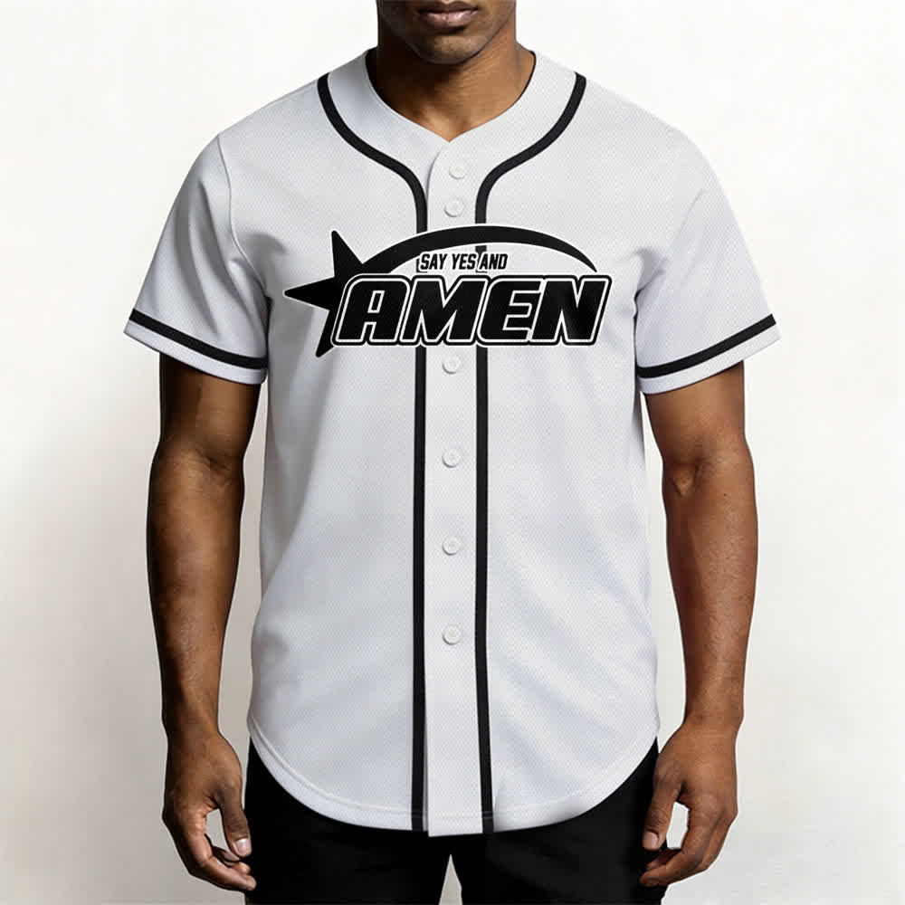 Christianartworkshop Maglia da baseball della squadra Amen in bianco e nero - image 6