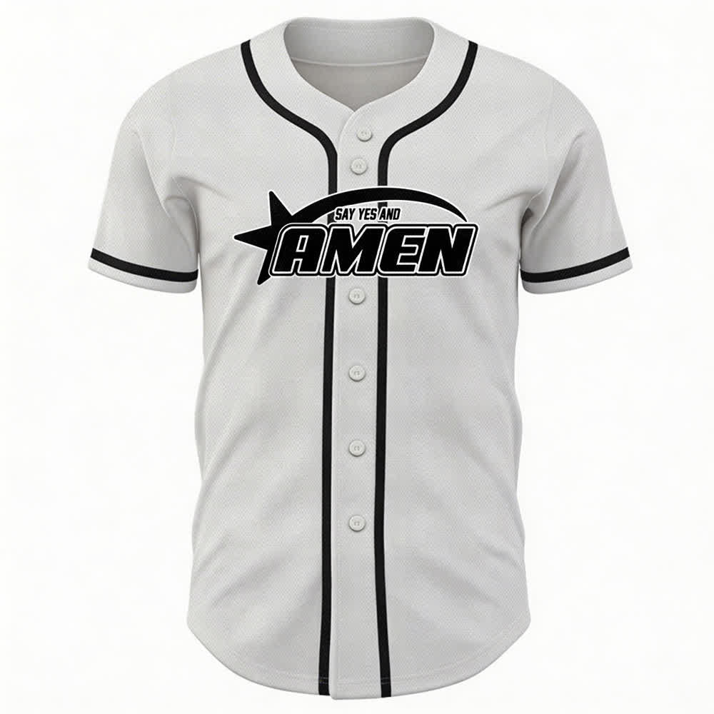 Christianartworkshop Maglia da baseball della squadra Amen in bianco e nero - image 2