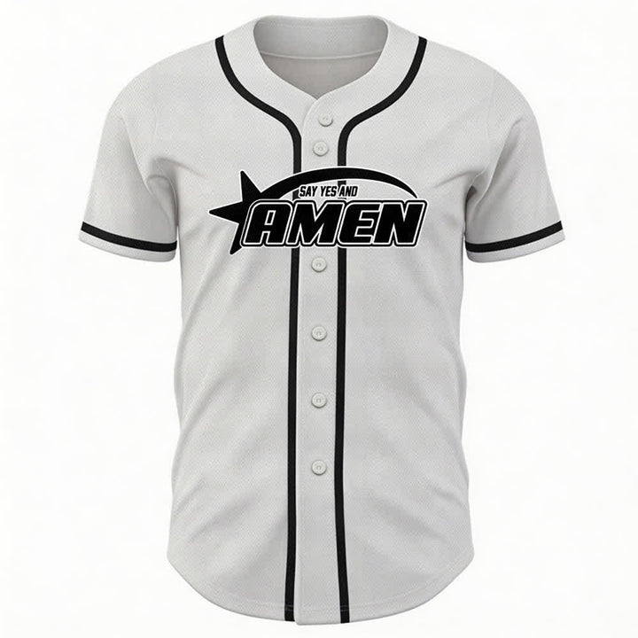 Christianartworkshop Maglia da baseball della squadra Amen in bianco e nero - image 2