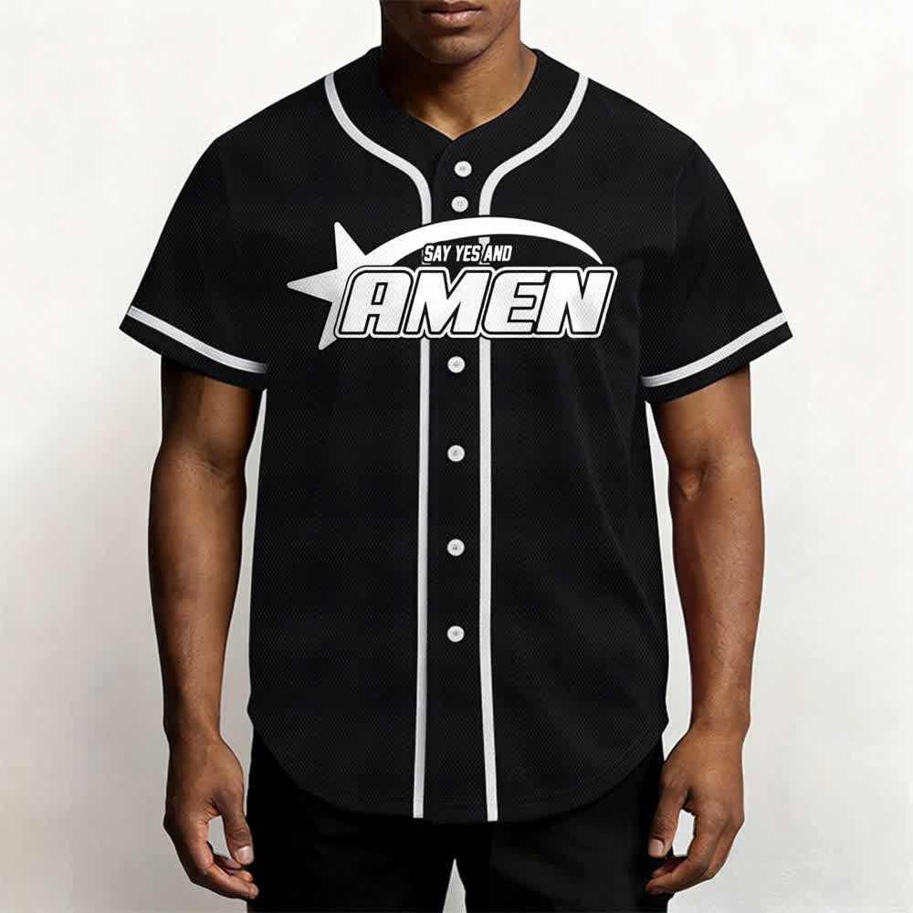 Christianartworkshop Maglia da baseball della squadra Amen in bianco e nero - image 13