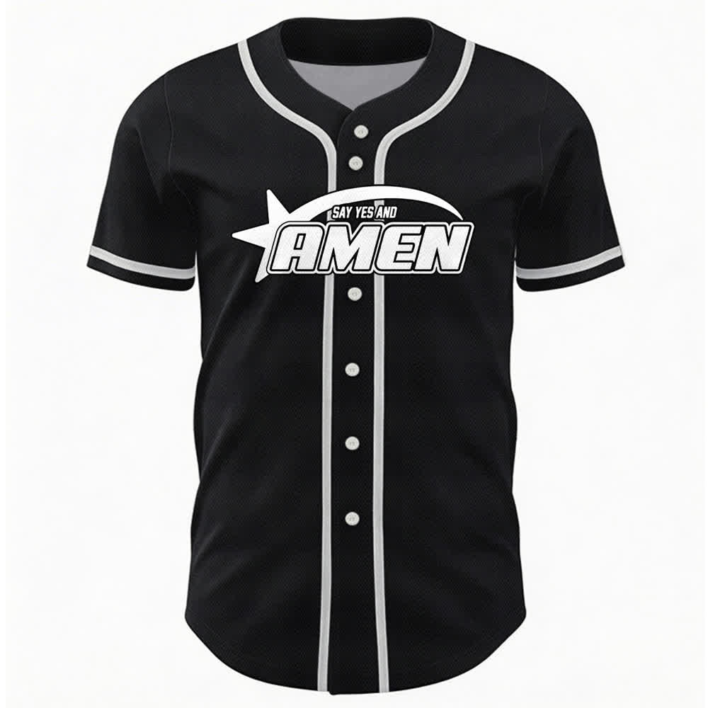 Christianartworkshop Maglia da baseball della squadra Amen in bianco e nero - image 9