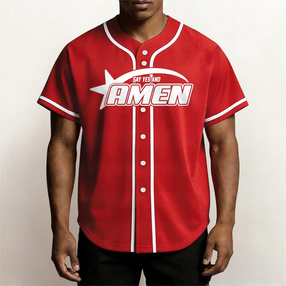 Christianartworkshop Maglia da baseball della squadra Amen in bianco e nero - image 20
