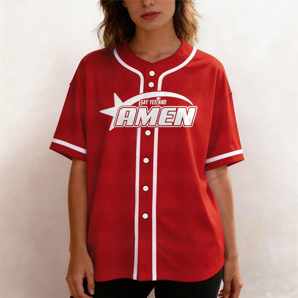 Christianartworkshop Maglia da baseball della squadra Amen in bianco e nero - image 18
