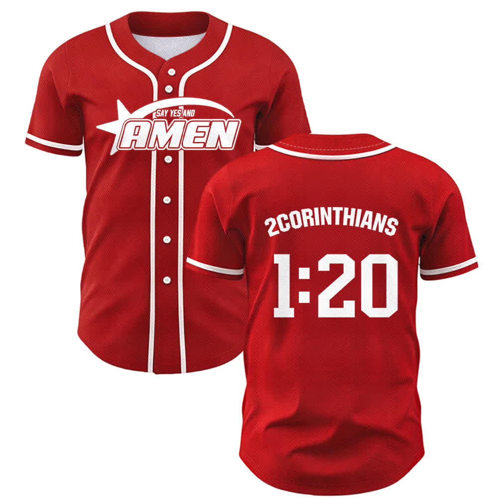 Christianartworkshop Maglia da baseball della squadra Amen in bianco e nero - Rosso - 5XL - image 14