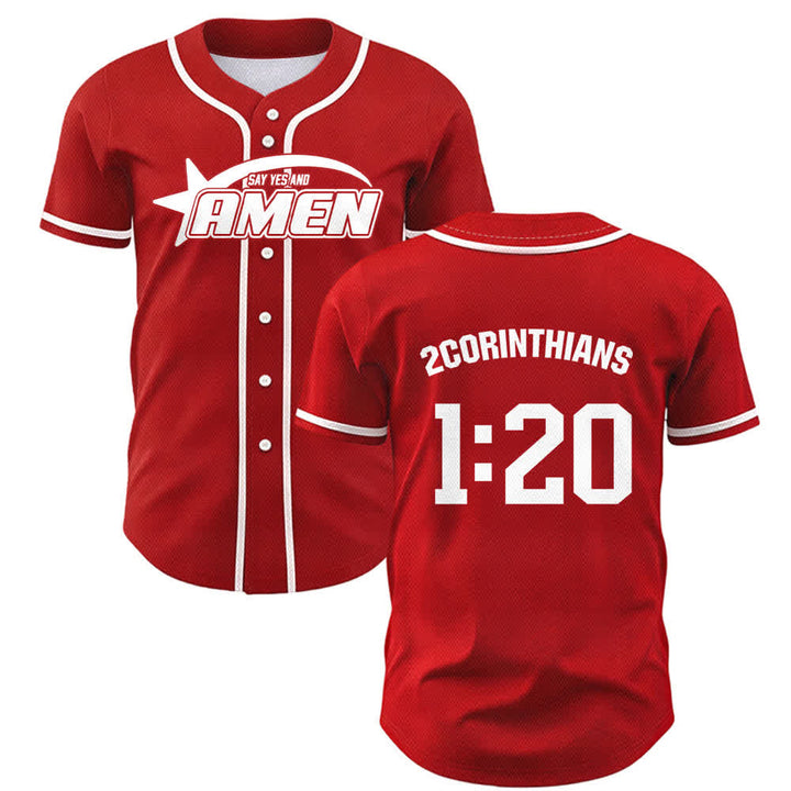 Christianartworkshop Maglia da baseball della squadra Amen in bianco e nero - Rosso - 5XL - image 14
