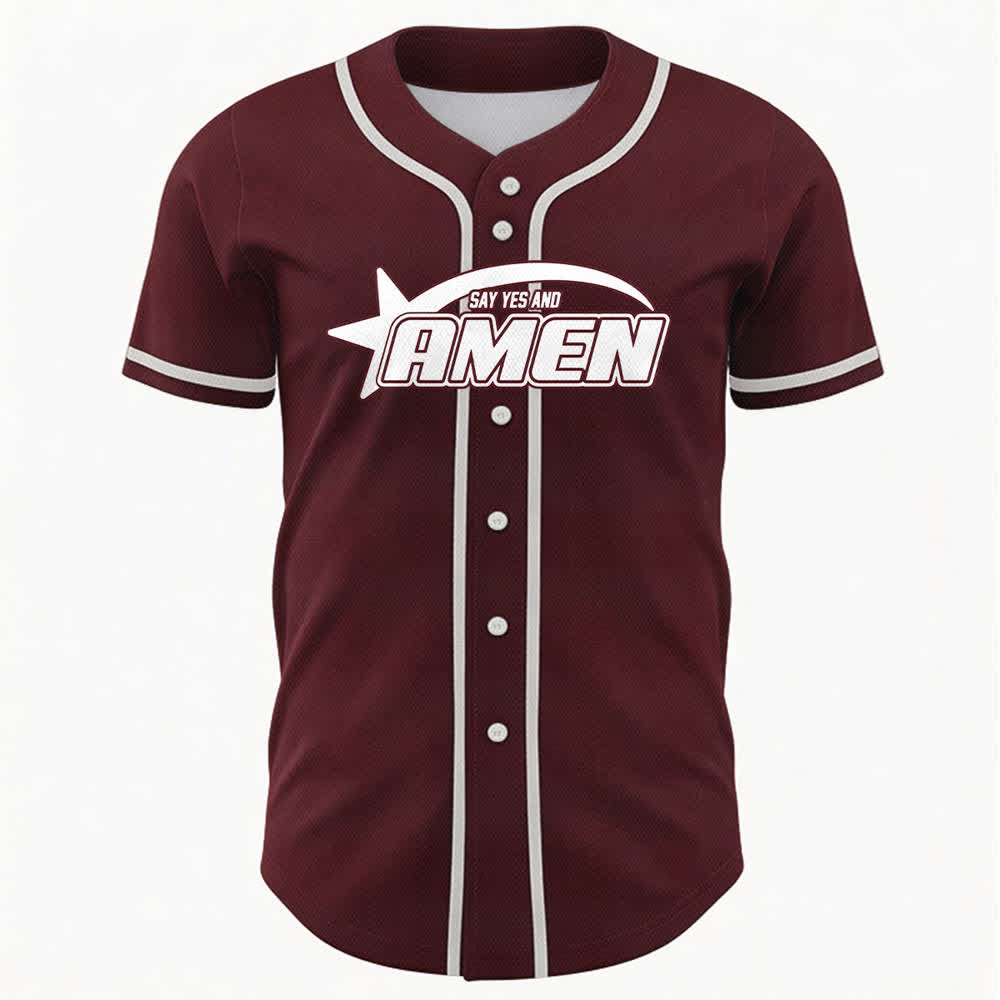Christianartworkshop Maglia da baseball della squadra Amen in bianco e nero - image 23