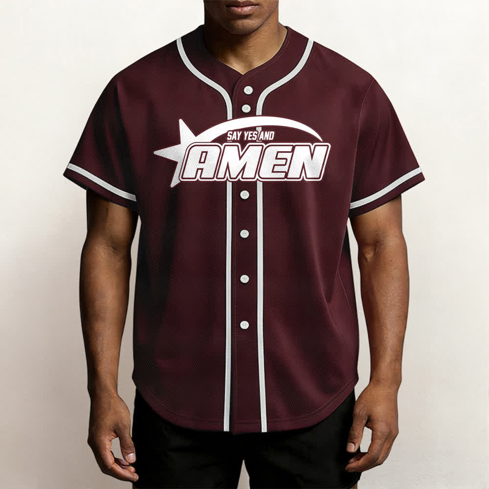 Christianartworkshop Maglia da baseball della squadra Amen in bianco e nero - image 27