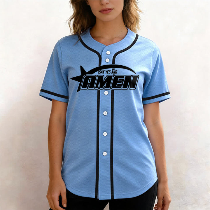 Christianartworkshop Maglia da baseball della squadra Amen in bianco e nero - image 32