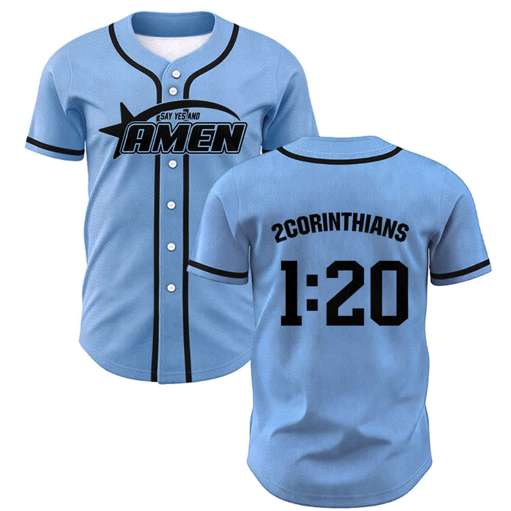 Christianartworkshop Maglia da baseball della squadra Amen in bianco e nero - Blu - 5XL - image 28