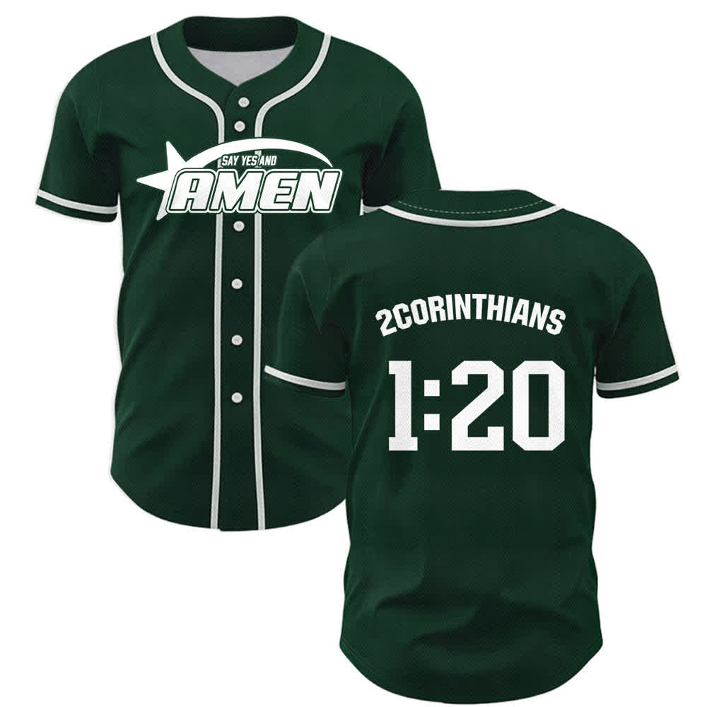 Christianartworkshop Maglia da baseball della squadra Amen in bianco e nero - Verde - 5XL - image 35