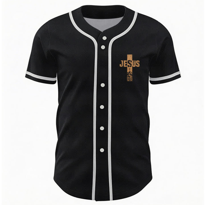Christianartworkshop Maglia da baseball con croce di Gesù e bottoni sul davanti effetto invecchiato - image 9
