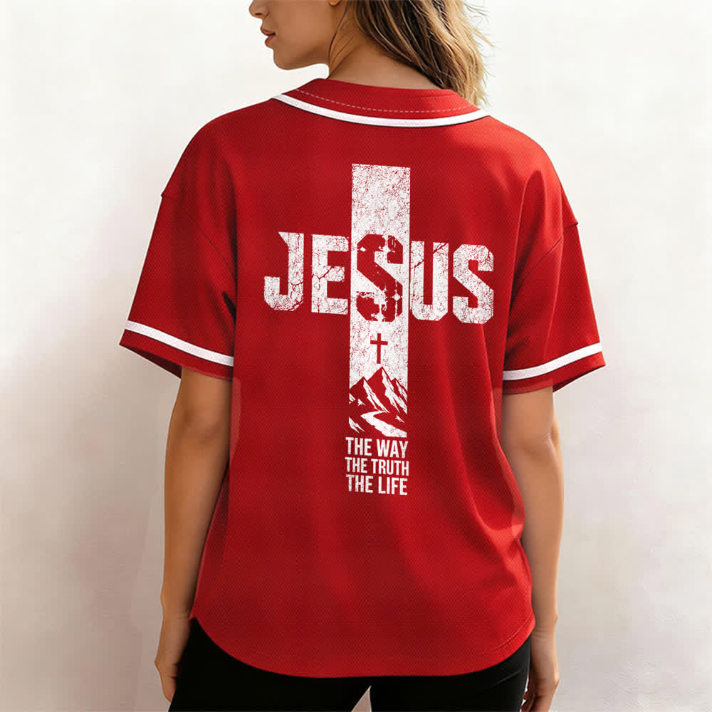 Christianartworkshop Maglia da baseball con croce di Gesù e bottoni sul davanti effetto invecchiato - image 17
