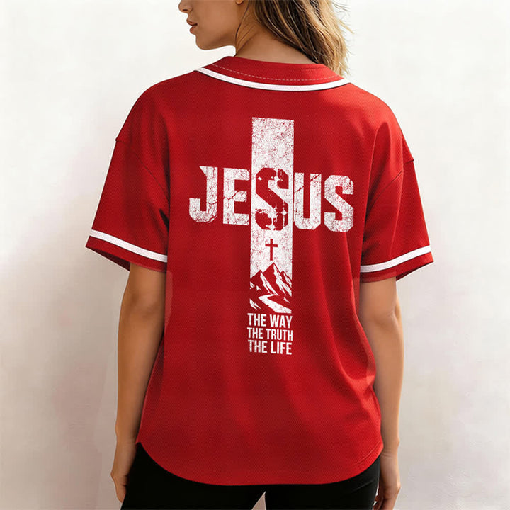 Christianartworkshop Maglia da baseball con croce di Gesù e bottoni sul davanti effetto invecchiato - image 17