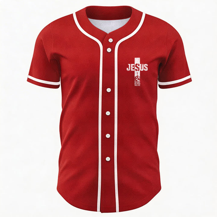 Christianartworkshop Maglia da baseball con croce di Gesù e bottoni sul davanti effetto invecchiato - image 16