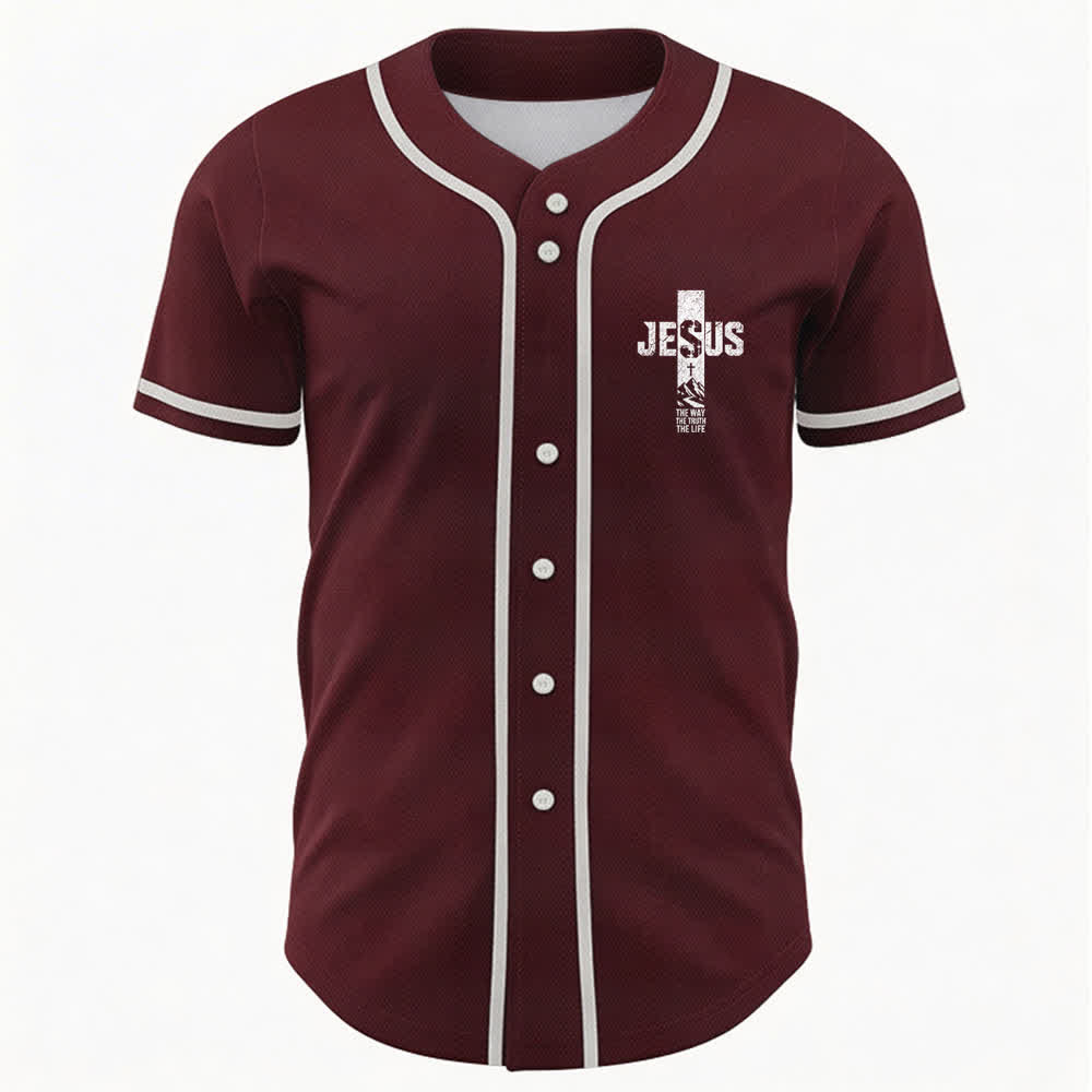 Christianartworkshop Maglia da baseball con croce di Gesù e bottoni sul davanti effetto invecchiato - image 23