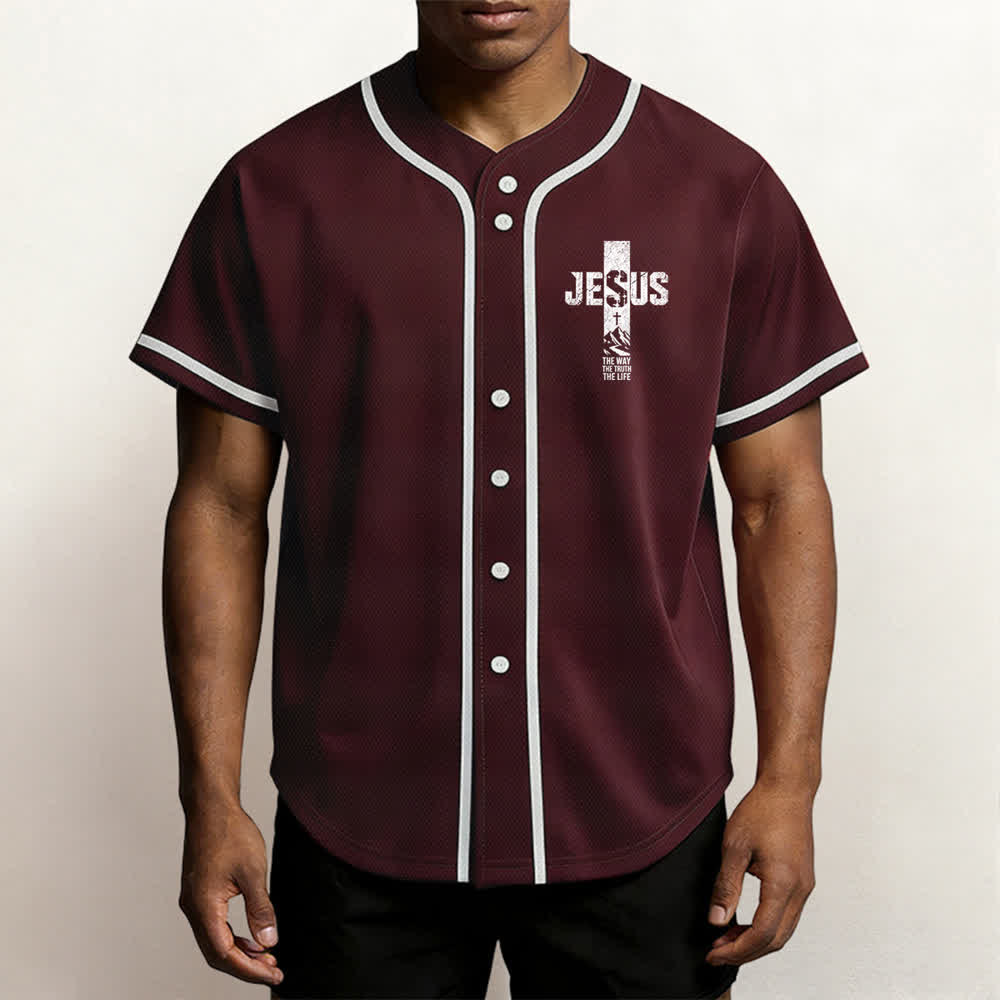 Christianartworkshop Maglia da baseball con croce di Gesù e bottoni sul davanti effetto invecchiato - image 27