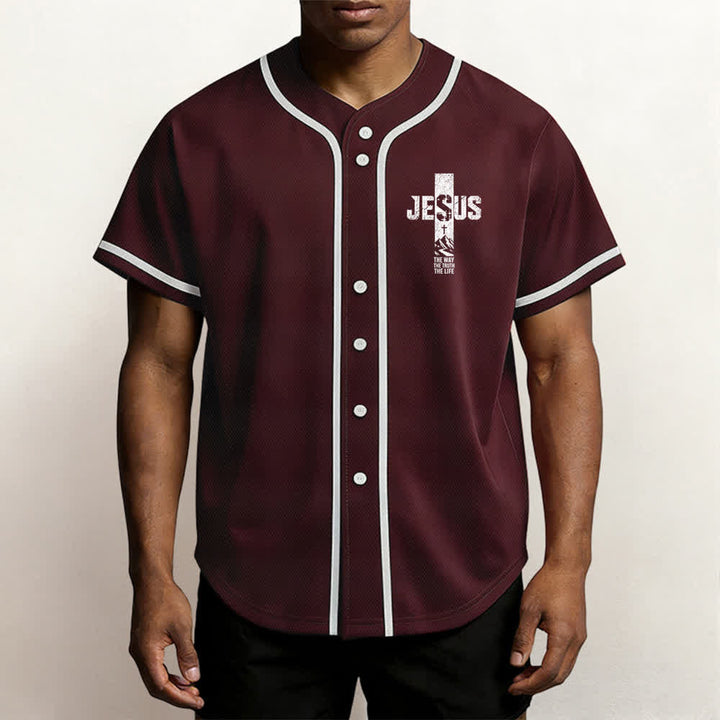Christianartworkshop Maglia da baseball con croce di Gesù e bottoni sul davanti effetto invecchiato - image 27