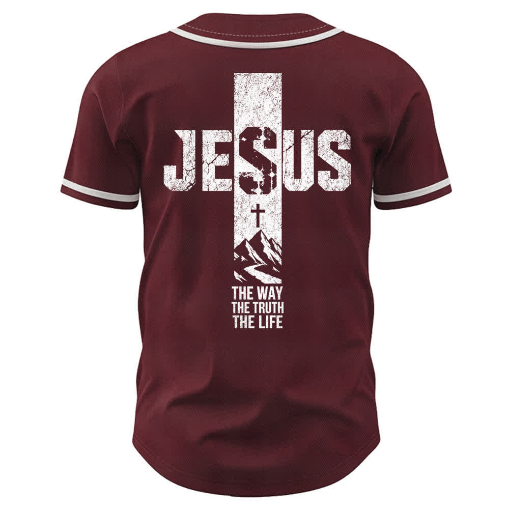 Christianartworkshop Maglia da baseball con croce di Gesù e bottoni sul davanti effetto invecchiato - image 22