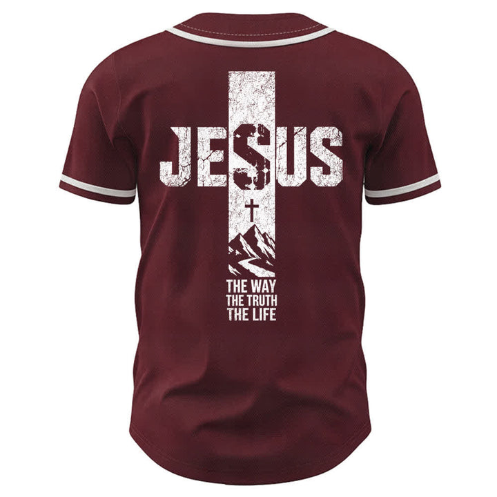 Christianartworkshop Maglia da baseball con croce di Gesù e bottoni sul davanti effetto invecchiato - image 22